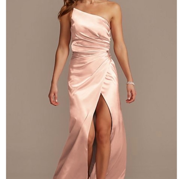 GALINA SIGNATURE  charmeuse draped one-shoulder bridesmaid dress - Picture 1 of 4